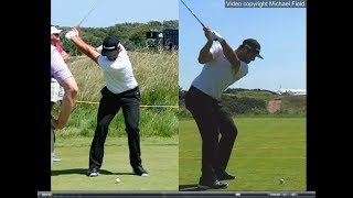 Jon Rahm golf swing  Long Iron faceon amp downtheline July 2017 [upl. by Aleacem]