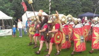 Roman Reenactment at the Amphitheatre in Caerleon Marching In [upl. by Kensell]