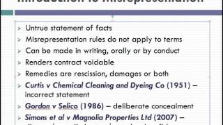 Misrepresentation Lecture 1 of 4 [upl. by Aubrette]